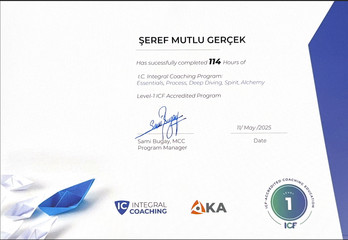 Mutlu Gercek ICF Certification
